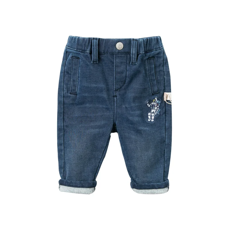 denim blue DBA10944 dave bella/осенние штаны для маленьких мальчиков детские длинные джинсы брюки для малышей - Цвет: denim blue