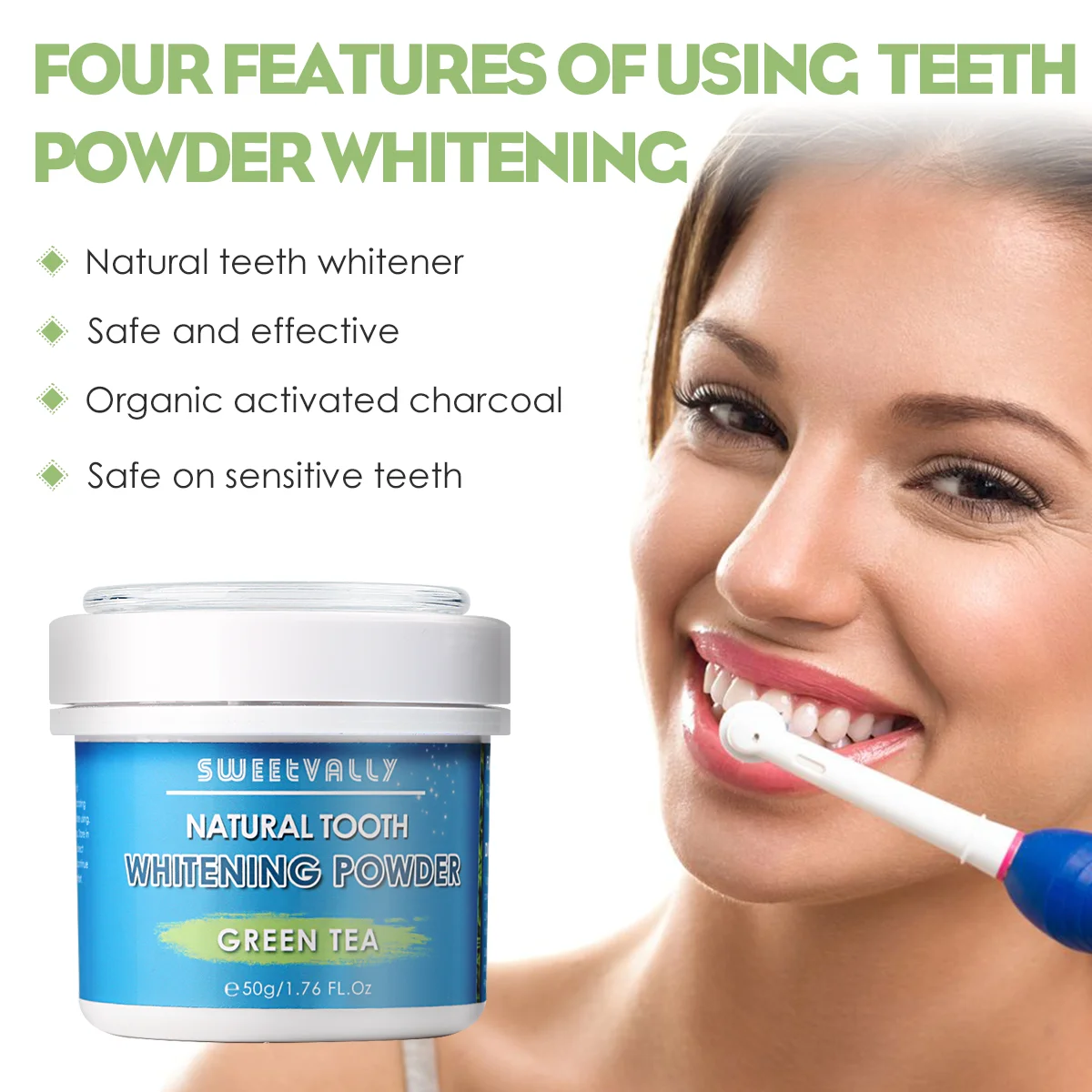 Сладкий зеленый чай отбеливающий порошок жемчужные зубы гигиена натуральные