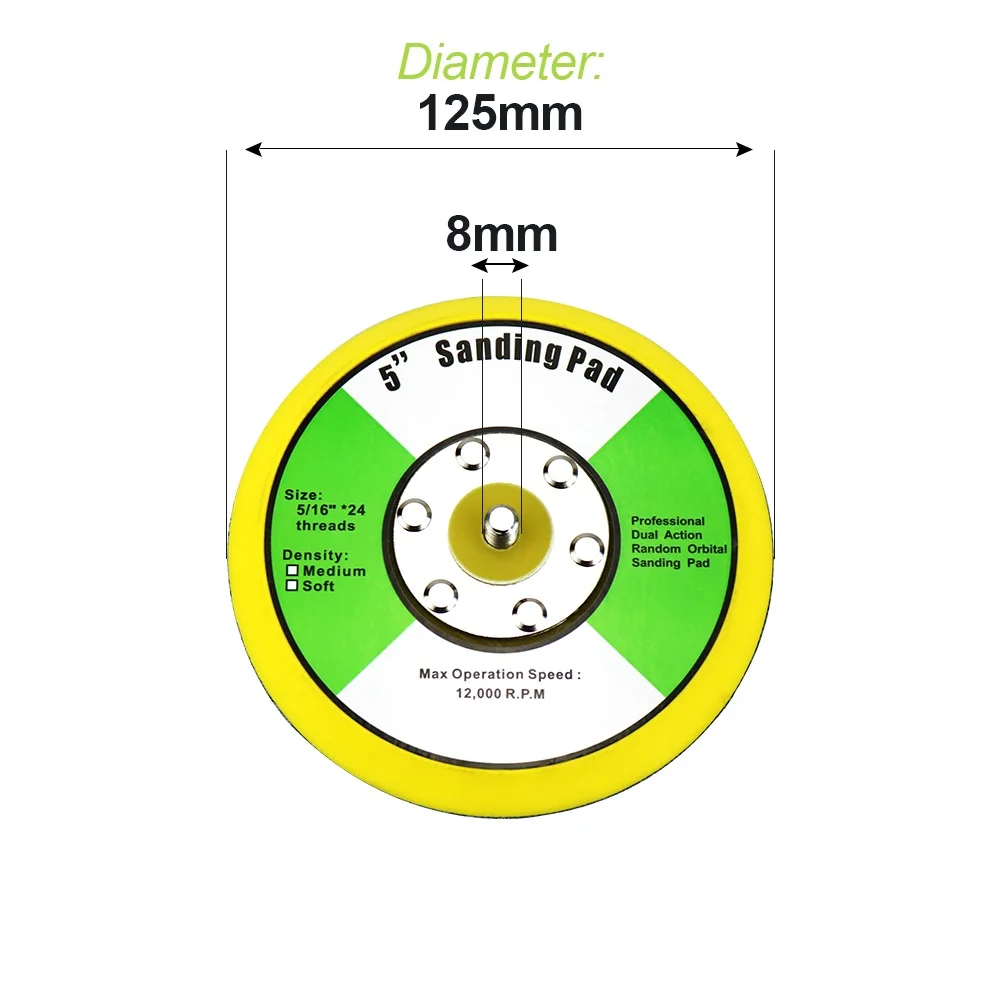 1PC 125MM NONE-HOLE LANNERET 150 мм/125 мм 6-отверстия Флокирование наждачной бумаги присоска M8 нитки крюк и петля подложка 5 ''/6'' шлифовальный коврик - Цвет: 1PC 125MM NONE-HOLE