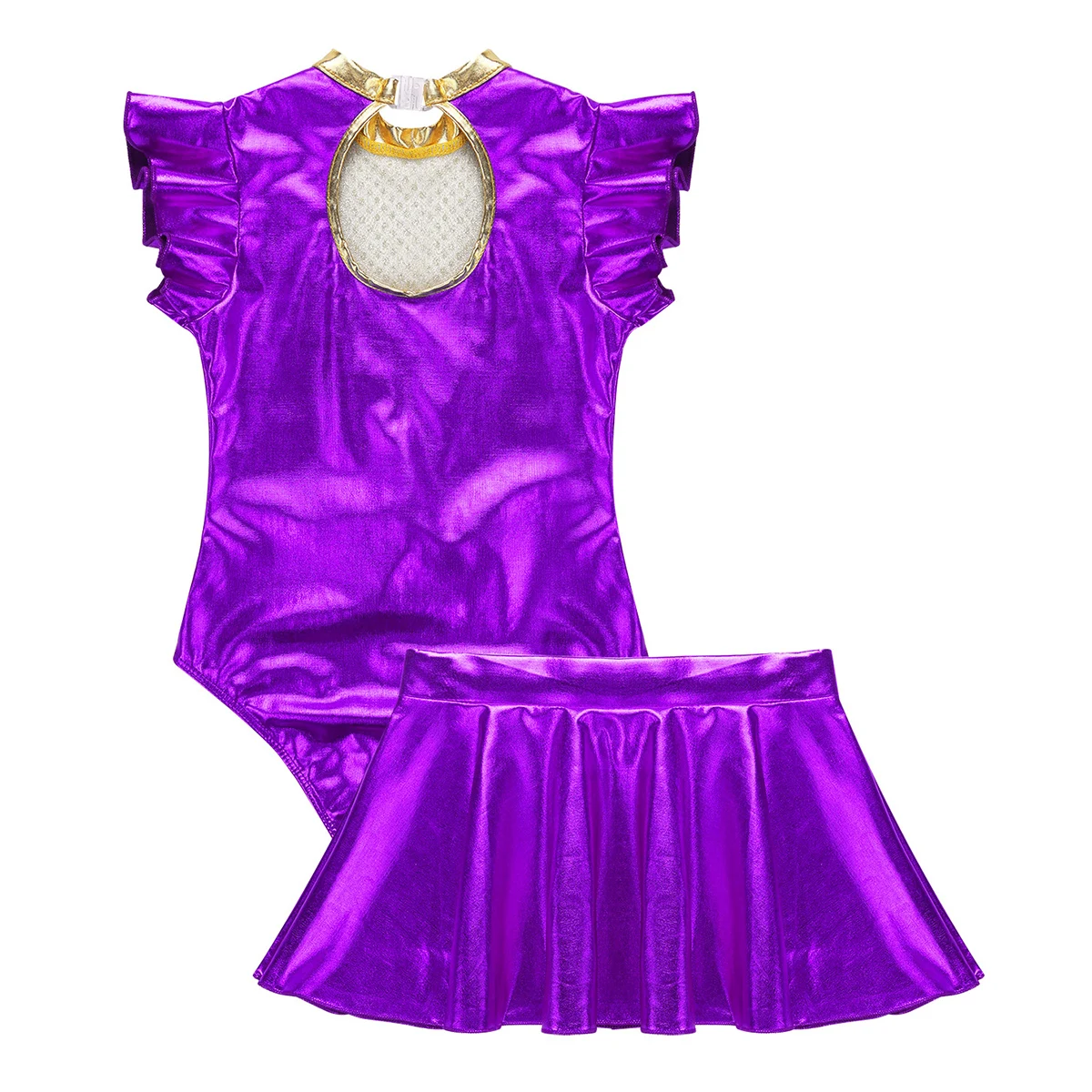 Kids Girls Halloween Showman Dance Fancy Ballroom Costume Flutter Sequins Ballerina Keyhole Back Gymnastics Leotard Dancewear |