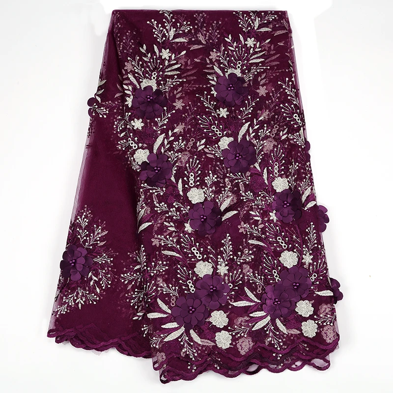 Новые французские блестки 3D кружевная ткань Африканская ручной работы из бисера