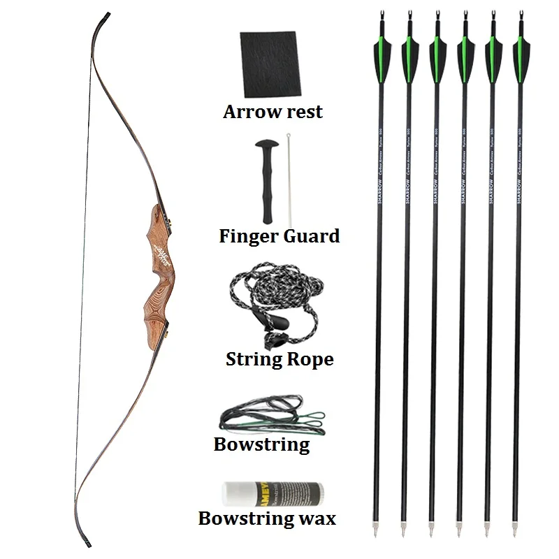 60inch 30-60lbs Archery Recurve Bow Set Traditional Hunting Bow Right Hand Bow Outdoor Fitness Equipment Shooting Training
