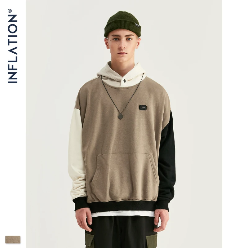 Мужская толстовка с капюшоном INFLATION Design FW модная Толстовка контрастных цветов