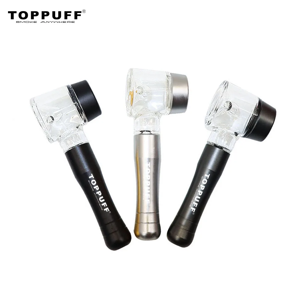 

TOPPUFF Custom Logo Metal Tobacco Herb Pipes Aircraft Aluminum Smoking Water Pipe Smoke Accessories