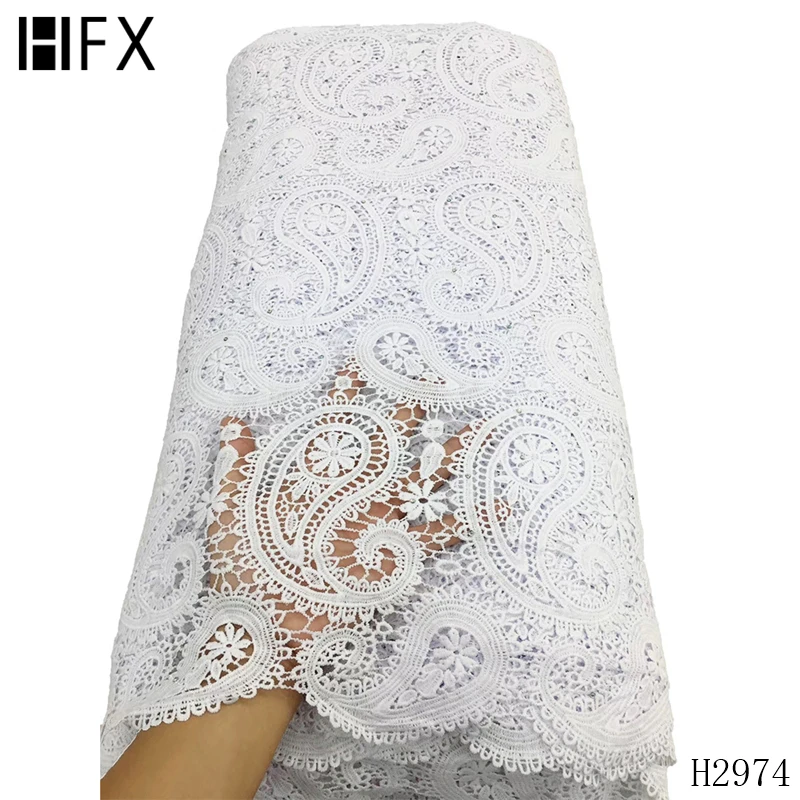 HFX белая нигерийская кружевная ткань из гипюра 2021 Высококачественная
