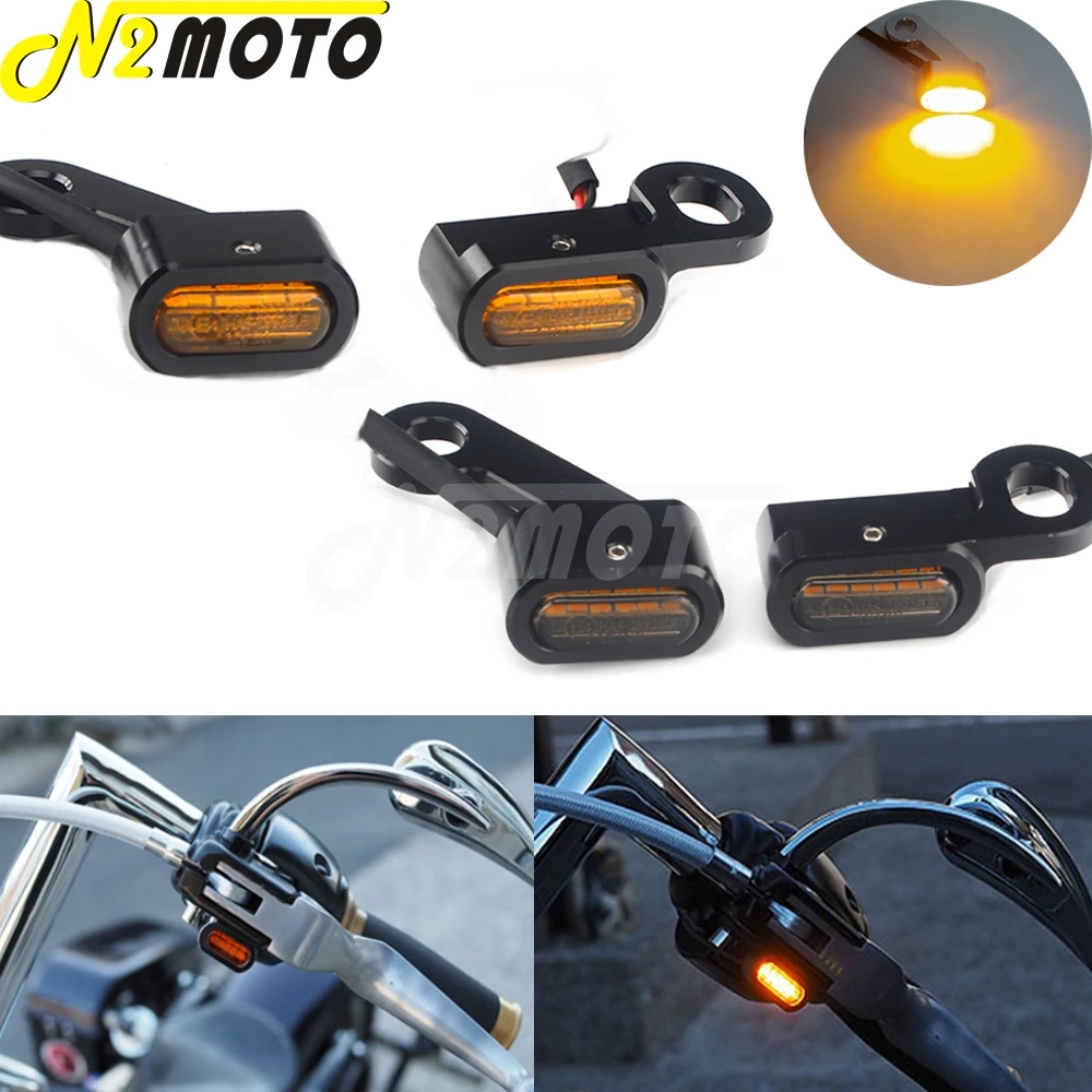

Mini Amber E4 LED Motorcycle Handlebar Turn Signal Indicator Running Light Blinker For Harley Sportster XL 883 1200 2004-2021