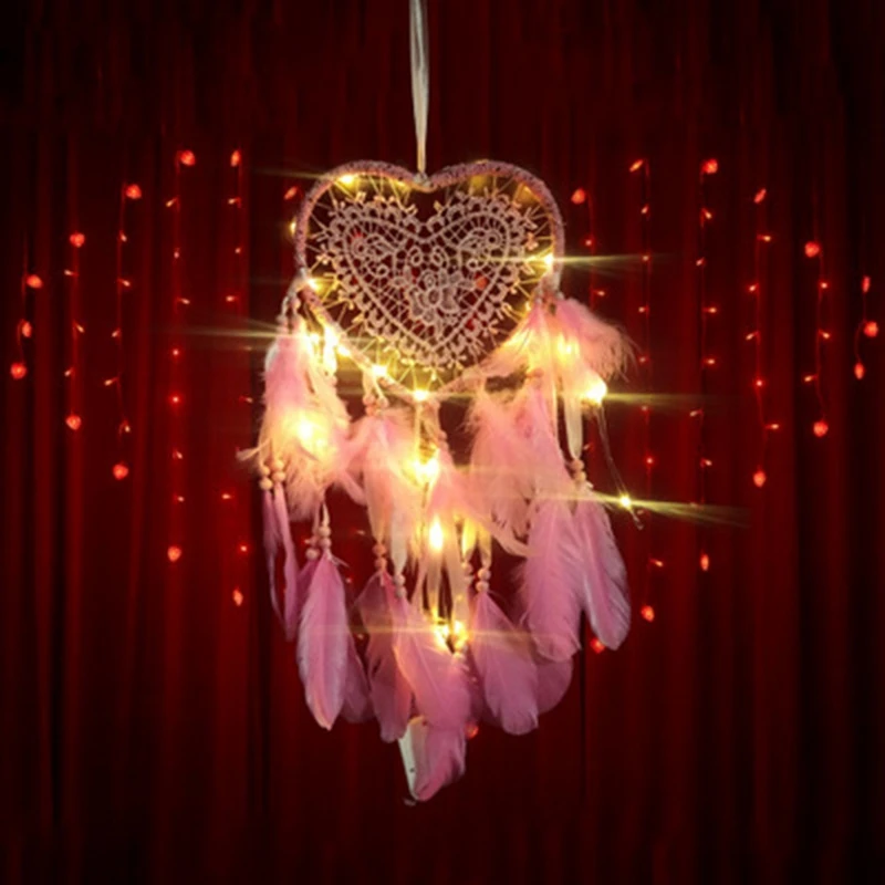 

Hollow Love Dream Catcher Lantern Ornaments Nordic Wedding Dream Catcher (Including Battery)