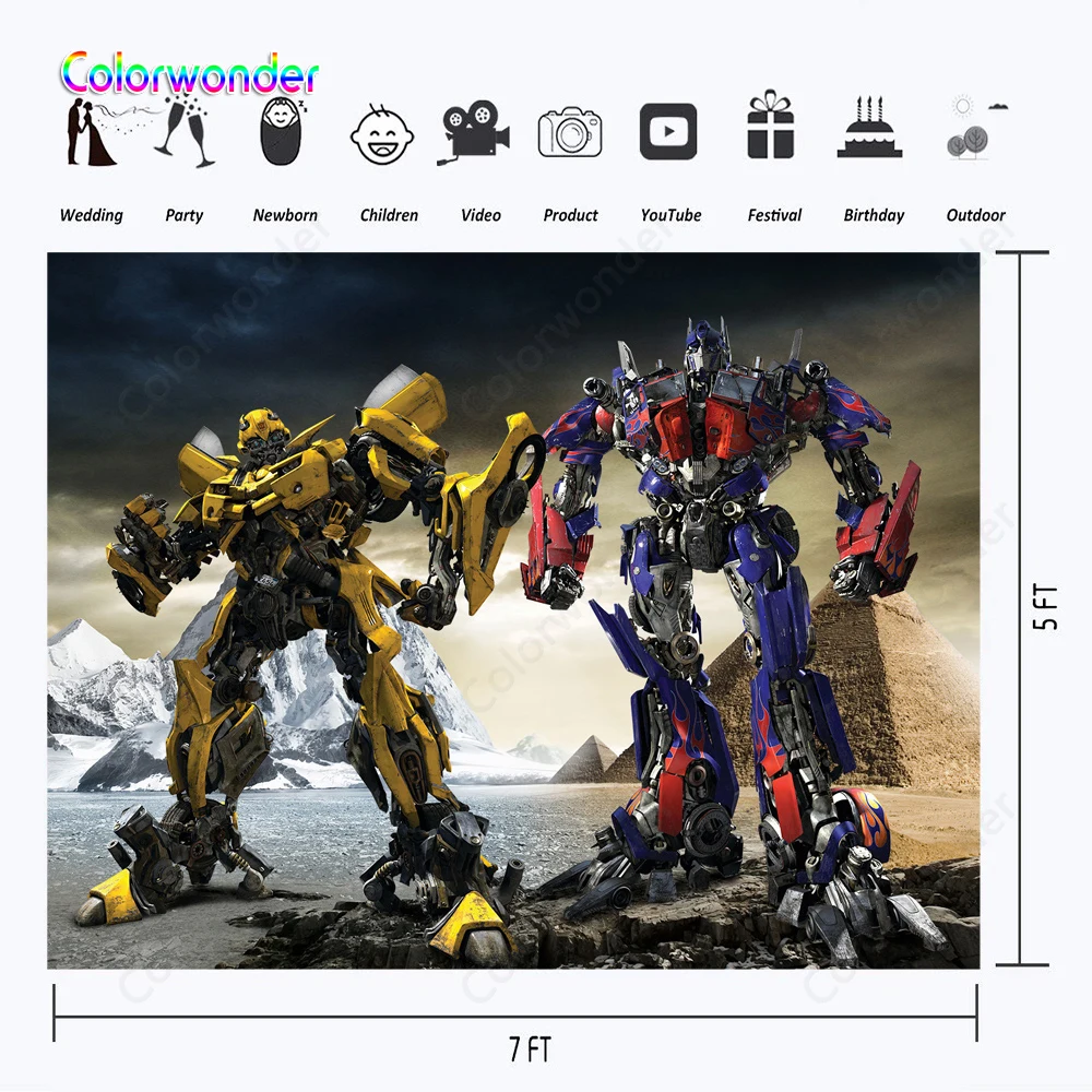 Фото Желтый с красным и синим autobot Bumblebee Optimus Prime древняя Пирамида со снежными