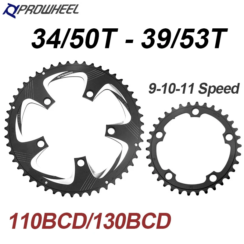 Корона шоссейного велосипеда Prowheel 39T/53T 34T/50T звездочка 110/130BCD 9/10/11 скорость цепное
