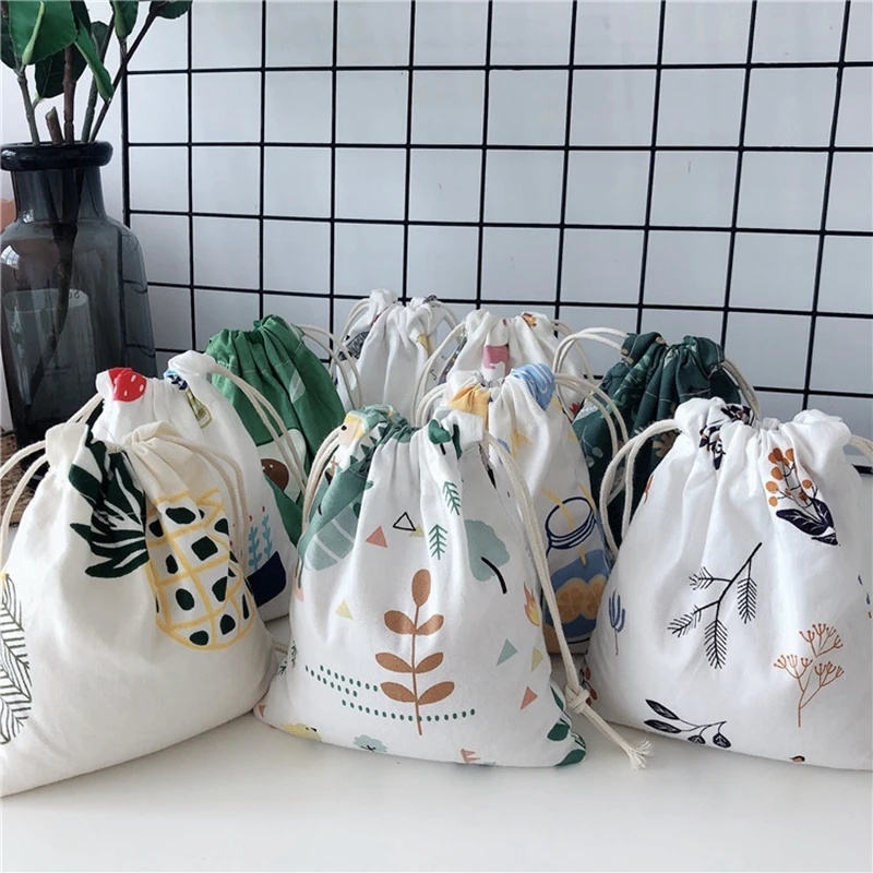 Новые женские ботинки с принтом Drawstring рюкзак мешок изменения хлопковые детские