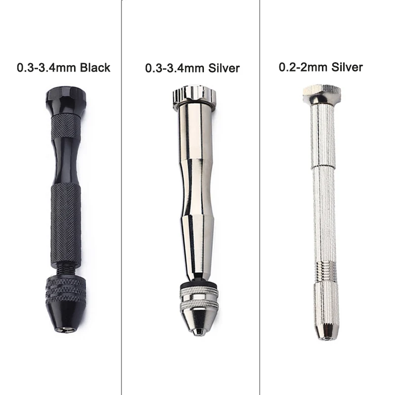 

Mini Micro Aluminum Hand Drill With Keyless Chuck +10Pcs Twist Drill Bit Woodworking Drilling Rotary Tools 0.2-2mm/0.3-3.4mm