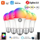 Умная лампа-вссветильник Zigbee, 9 Вт, E27, RGBCW, для умных вещей, Tuya Smart Life, Alexa, Google, товары для дома
