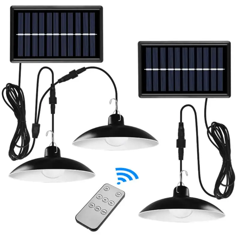 

Double Head Solar Pendant Light Outdoor Waterproof Solar Lamp With Line Remote Control Solar Shed Lamp For Camping Garden Yard