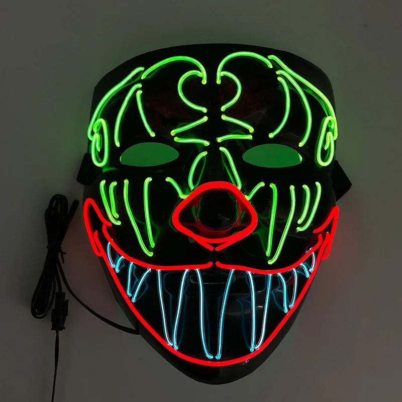 

led Grotesque Ghost face Skeleton terrible bull Monster Serrated Mask Easter Halloween Cosplay Luminous Supplies