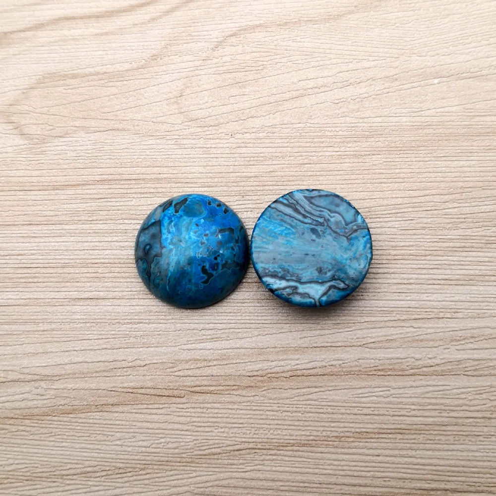 10pcs blue agates 25MM round Cabochon Natural Stone Beads for DIY Jewelry Making Necklace Good quality ring Earrings no hole | Украшения и