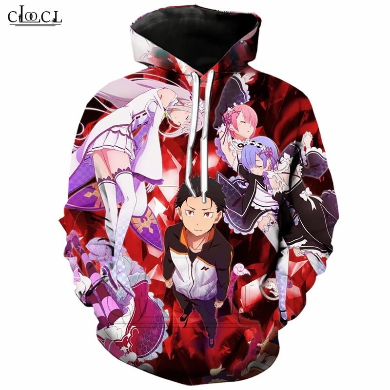 Японский аниме Re:Zero мужские толстовки с 3D принтом длинным рукавом