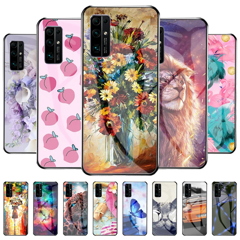 

For Huawei Honor 30 Pro Case Tempered Glass Phone Cover On Huawei Honor 30 Lite 30 Youth 30S CDY-AN90 Soft Silicon Painted Capas
