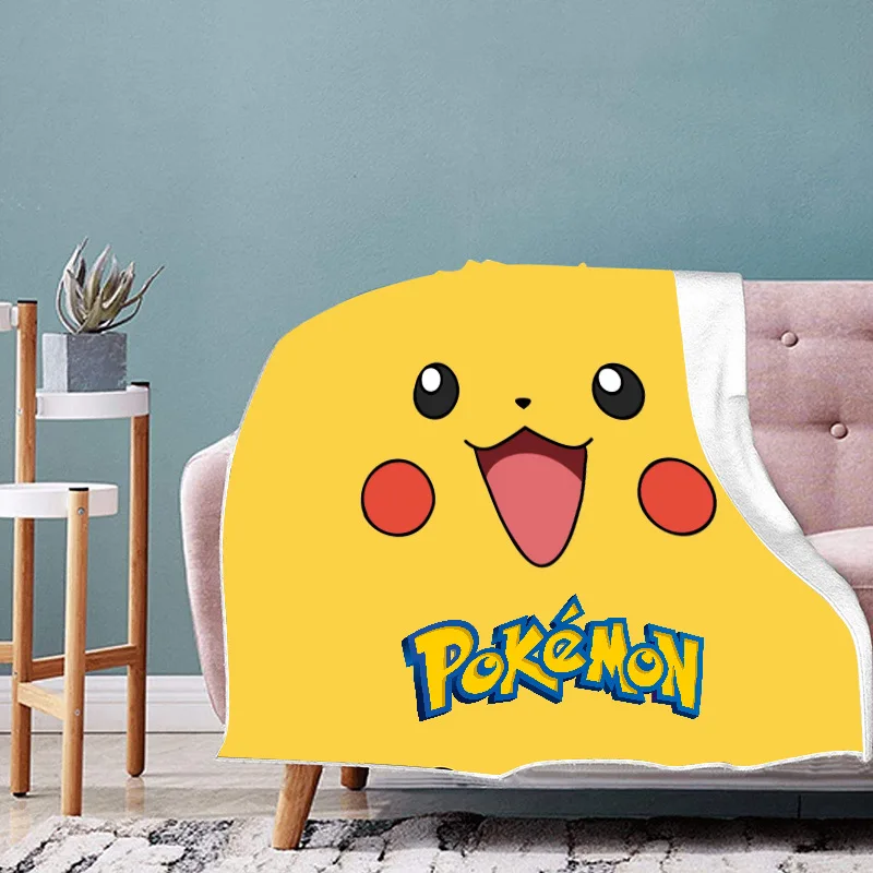 Детское флисовое 3D одеяло с покемоном Пикачу мультяшный принт теплая кровать