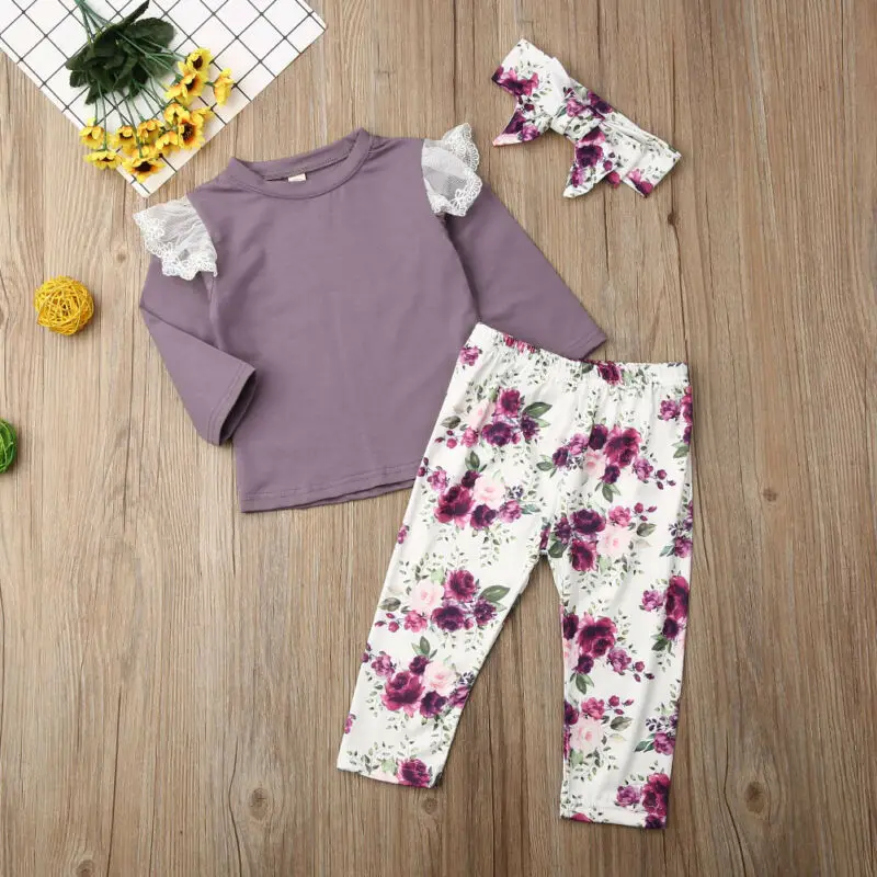 3 шт. детская кружевная рубашка с оборками|Комплекты одежды для девочек| |