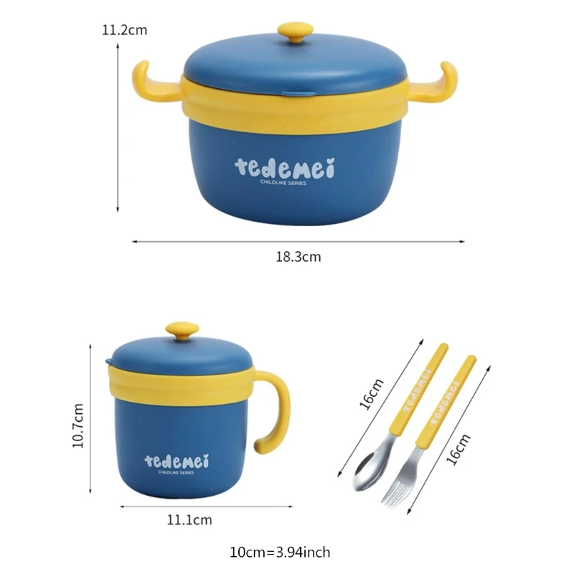 

Children's 304 Stainless Steel Material Lunch Bowl Set Lunch Box Dustproof