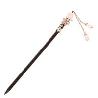 chinese hanfu wood hair sticks pink jade hairpin hair accessories hair decoration for wedding antique hair pin with tassels