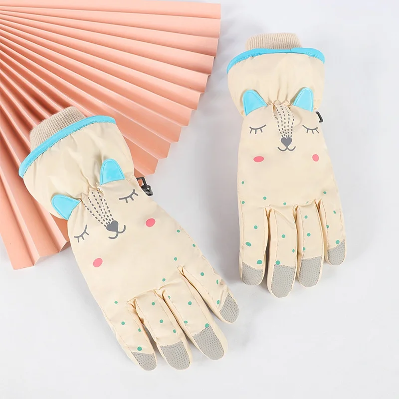 

Winter Children's Skiing Gloves Warm Velvet Cute Boys Girls Gloves Non-slip Antifreeze Outdoor Ski Camping Cycling Gloves