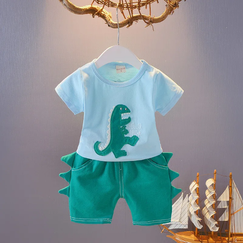 

Children's Summer Clothes Small Fresh Male Treasure Cotton Short-sleeved Suit Baby Short-sleeved Pants Kids Two-piece Thin BT31