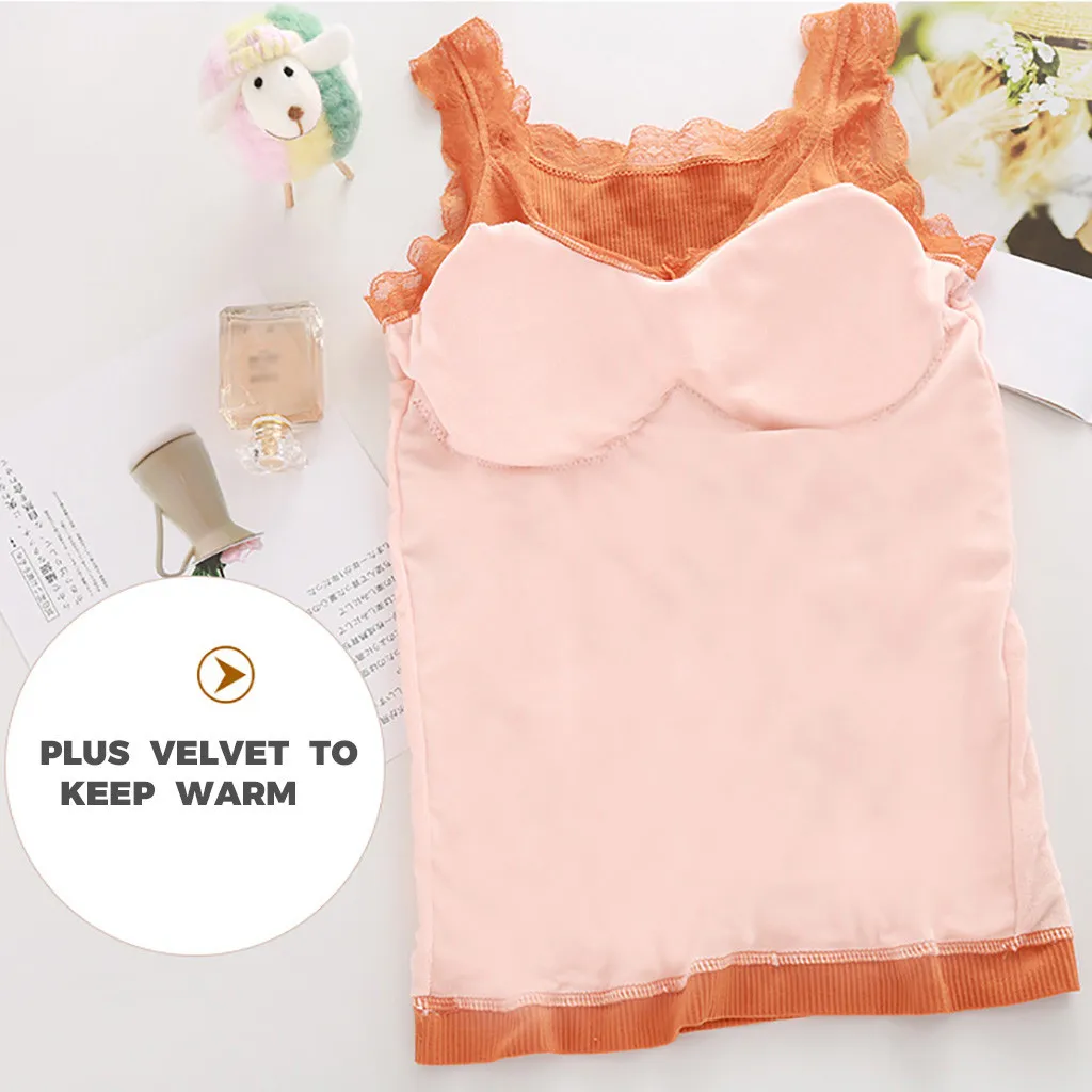 Женское бархатное термобелье кружевной жилет плотная мягкая чашка Женский