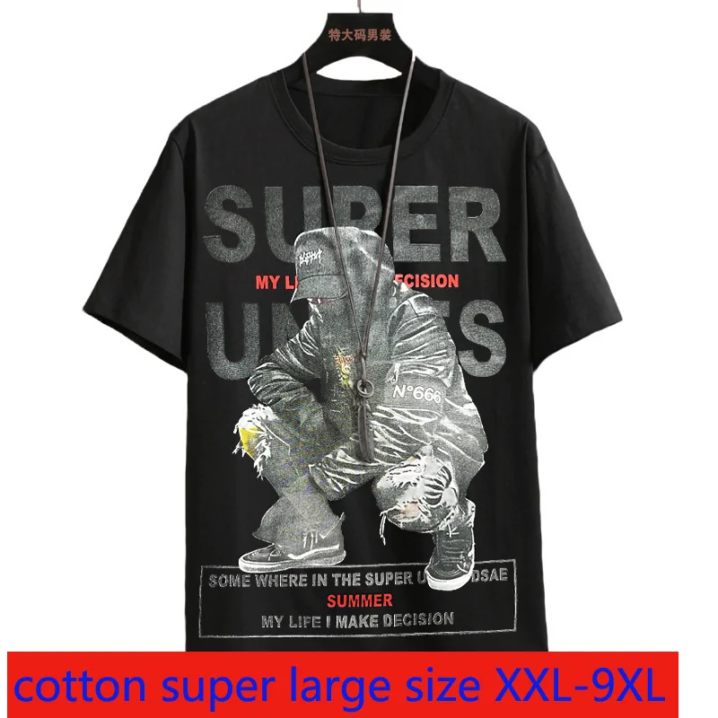 Новое поступление Модная хлопковая Мужская очень большая футболка с круглым