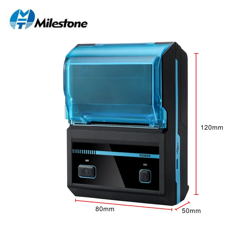 Термопринтер для чеков Milestone 58 мм Мини Bluetooth USB портативный беспроводной