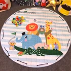 Детский хлопковый круглый игровой коврик, с животными, складная сумка для хранения игрушек