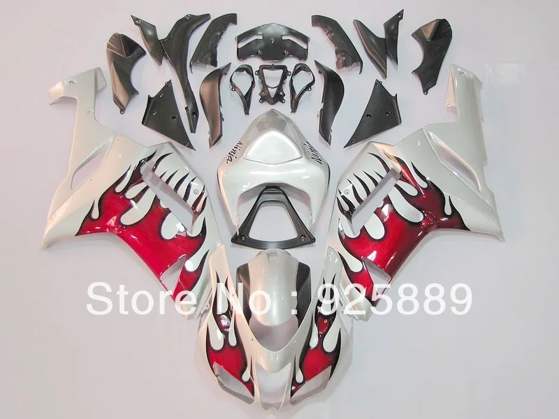 

Red Flame Silver Black For KAWASAKI ZX6R 07 08 ZX 6R 07-08 ZX-6R 2007 2008 2007-2008 ABS Body Kit