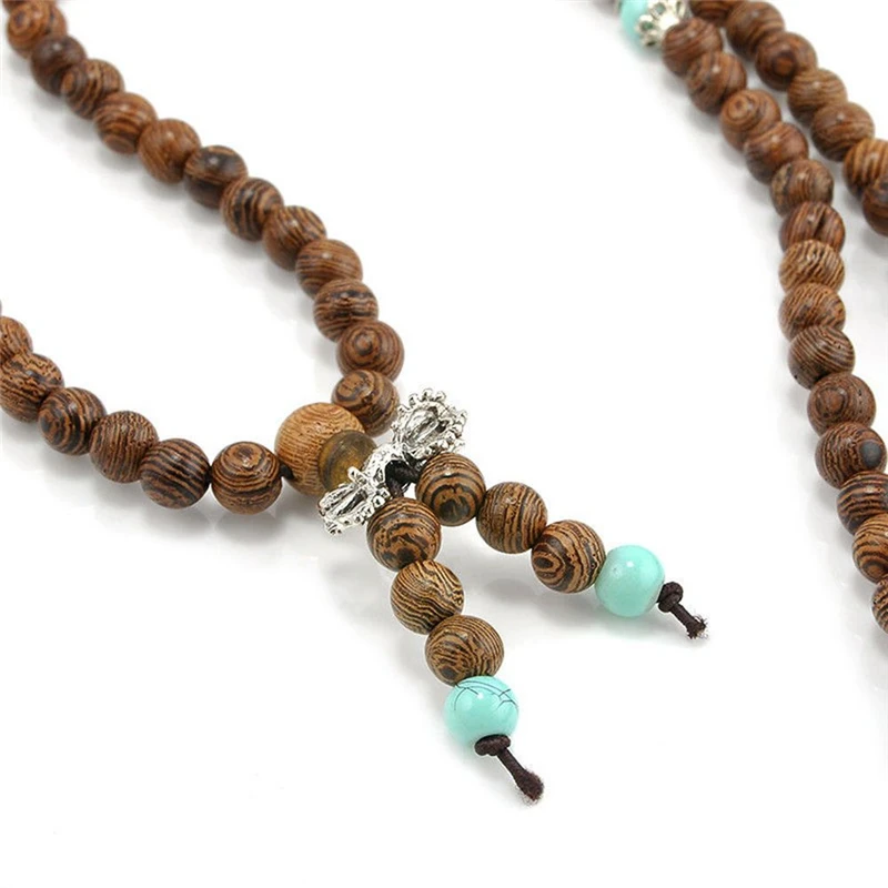 

Multilayer 108 Wood Beads Lotus Sandalwood Buddhist Buddha Rosary Meditation Yoga Wooden Prayer Bead Mala Bracelet Necklace