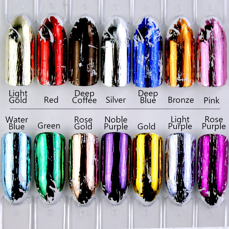 14 шт./лот металла Цвет Фольга для ногтей наклейки-лак Звездное переводная