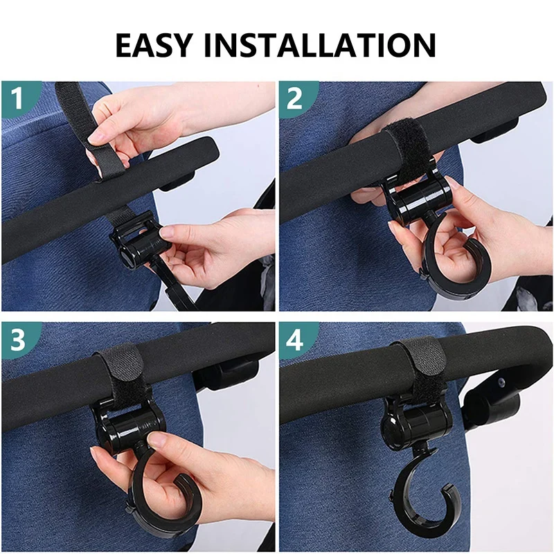

Stroller Hooks, 4 Pcs Multi-Purpose Hooks, Hooks for Baby Diaper Bags,Purses on Strollers,Durable Stroller Accessories