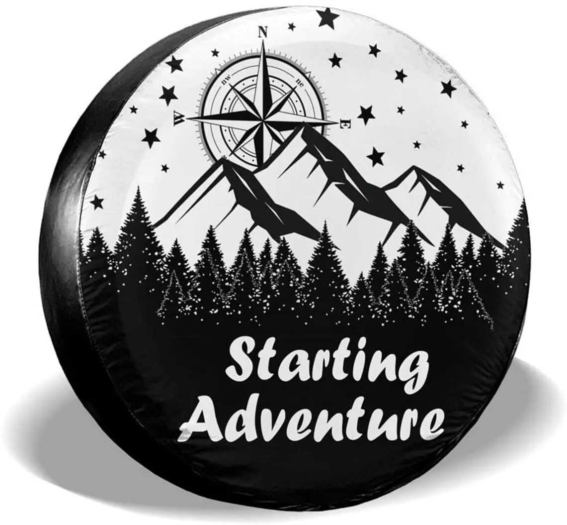 

Nature Mountain Spare Tire Cover Starry Compass Wheel Cover Weatherproof Universal Wheel Accessories for Car Trailer Rv