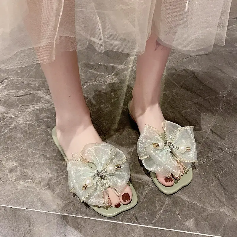 

Slippers Women Summer Slides Shoes Fashion Shale Female Beach Butterfly-Knot Pantofle Jelly Flip Flops Luxury Sabot 2021 Glitter