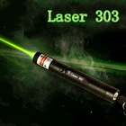 Зеленая лазерная указка, 303 нм, 5 мВт, лазерная ручка, высокомощная Регулируемая Звездная головка, горящая спичка, лазер без батареи