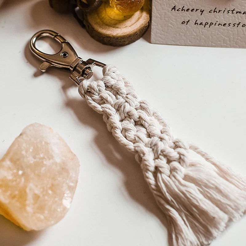 Брелки для ключей в стиле бохо макраме плетеная Сумка с кисточками аксессуары