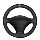 Ручное шитье чехол рулевого колеса автомобиля Обёрточная бумага красный маркер для форд фиеста 4 1996 -2006 Mk4 1996-2000 2001 2002 20003 2004 2005 2006