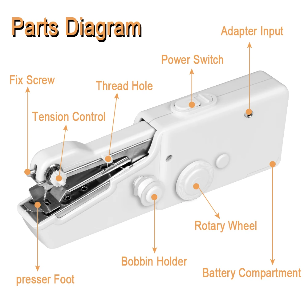 Портативный мини электрический Аккумуляторный ручной швейной машины с