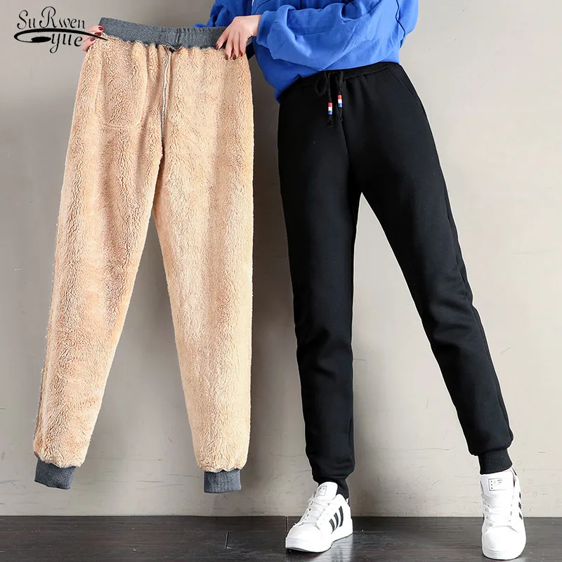 

Winter Thick Lambskin Cashmere Pants Women Warm Female Casual Cotton Pants Loose Harlan Long Trousers Plus Size S-4XL 5XL 11699
