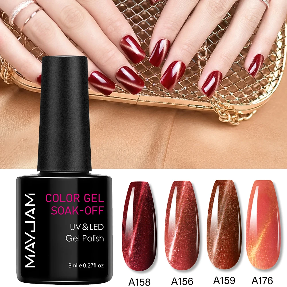 Магнитный гель MAYJAM с красными кристаллами 8 мл блестящее искусственное покрытие