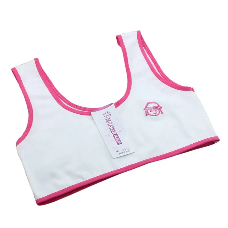 

2021 New Teenage Girl Wide Strap Sport Bra Cartoon Embroidery Cotton Underwear Color Edge