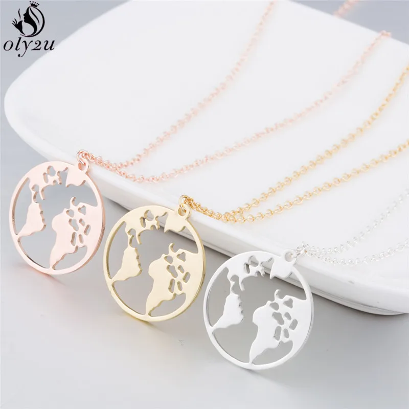 Модное круглое ожерелье с подвеской в виде карты мира для женщин богемное