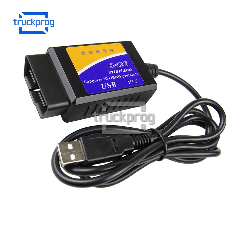 ELM327 OBD2 USB кабель интерфейса V1.5 Поддержка OBDII протокол ПК сканирующий инструмент