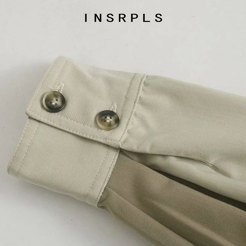 

INSRPLS Women Fashion With Pockets Patchwork Oversized Blouses Vintage Long Sleeve Button-up Female Shirts Chic Tops