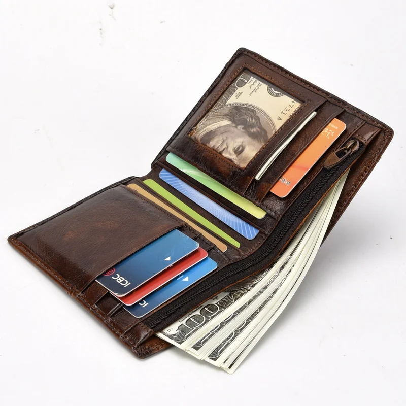 Мужские Винтажные кошельки из натуральной кожи Отделяемый держатель для карт