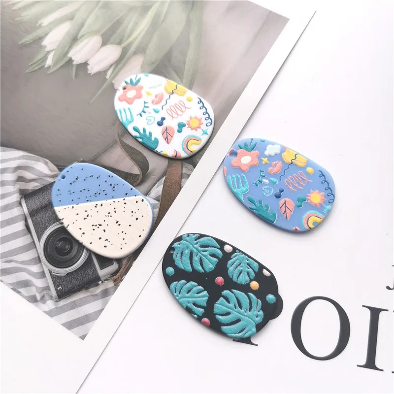

6PCS Acetate Macaron Colorful Flower Plant Spot Jewelry Accessories Hand Made Earrings Connectors DIY Pendant Components Charms