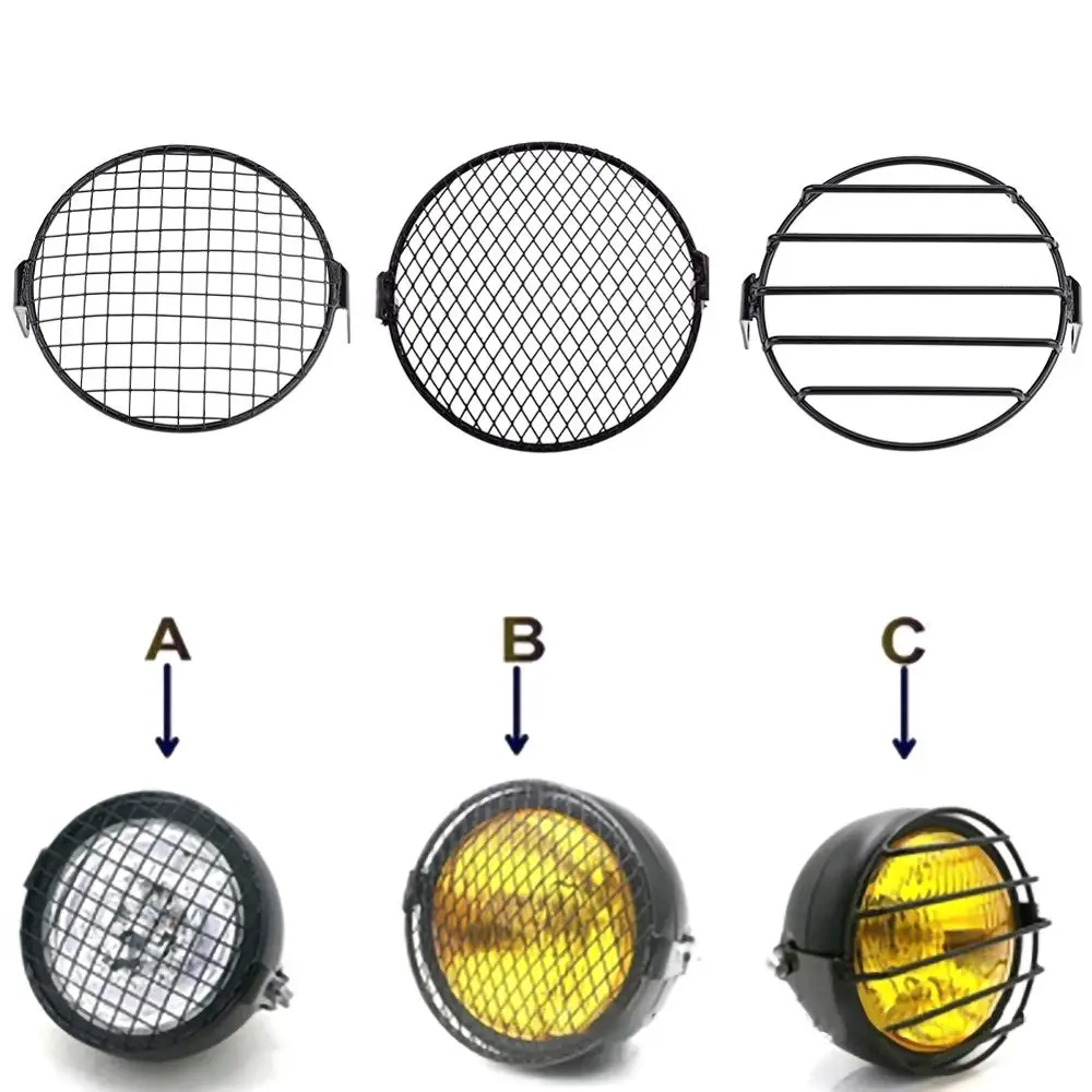 

Universal 7inch Motorcycle Headlight Mesh Grill Mask Protector Guards Square Metal Cover Mask Protector Guard Square Car Tools